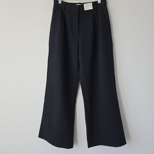 Abercrombie & Fitch High Rise Crop Wide Leg Pants Pleated Women 28 Black NWT